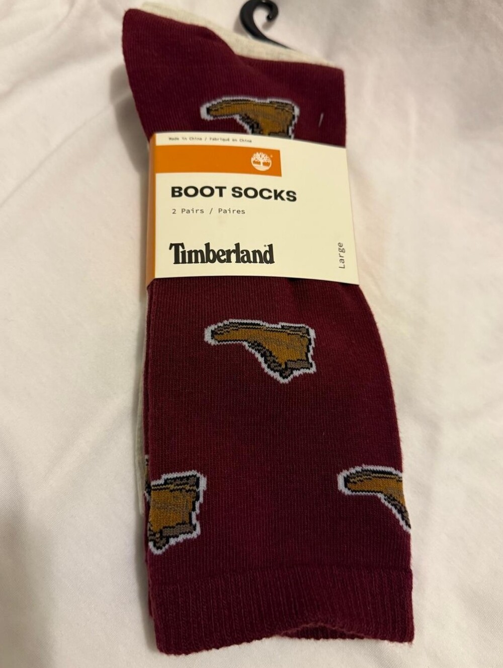Two pairs of Timberland Men’s Casual Boot Socks - Burgundy and Grey
